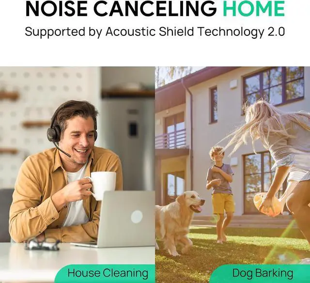 Alt view image 3 of 7 - BH70 UC Wireless Headset with Mic, Bluetooth Headsets for Work, Long Battery Life of 35h Talking, 147g Lightweight for All-Day Wearing, with 3 Noise Cancelling Microphone for Clear Calls