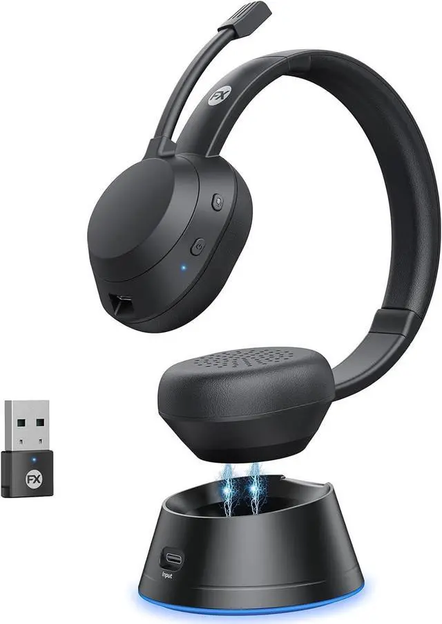 Main image of Wireless Headset, Bluetooth Headphones with Mic(AI Noise Cancelling), 65 Hrs Working Time with USB Dongle, Wireless Headset with Mic for Work from Home/Computer/Laptop/PC/Android
