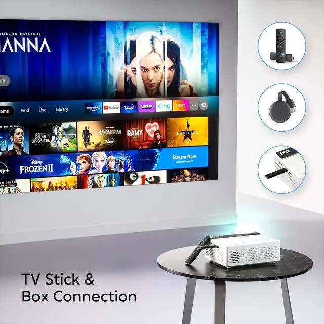 Alt view image 5 of 7 - Mini Projector, Upgraded Bluetooth Projector with Screen, 1080P Full HD Portable Projector, Movie Projector Compatible with TV Stick Smartphone/HDMI/USB, indoor & outdoor use