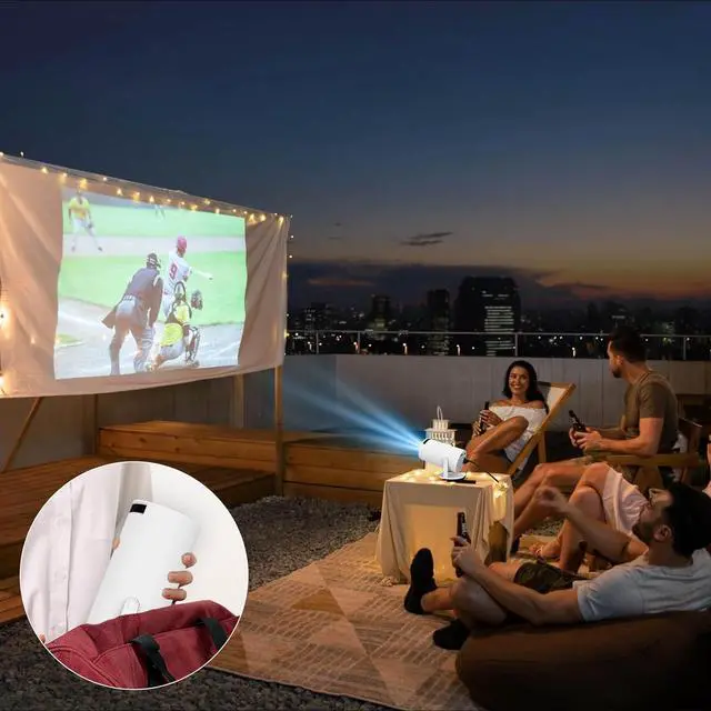 Alt view image 7 of 7 - Mini Projector with WIFI 6 and Bluetooth, 4K 1080P Support Portable Projector 180° Rotatable 130'' Screen Movie Projector Auto Keystone Compatible for Laptop, PC, Smartphone (White)