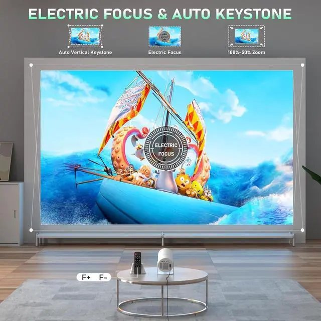 Alt view image 2 of 7 - Mini Projector with Android System, XuanPad Portable Projector with WiFi 6 and Bluetooth, Auto Vertical Correction, FULL HD 1080P, 180°Rotatable Outdoor Movie Projector for Phone