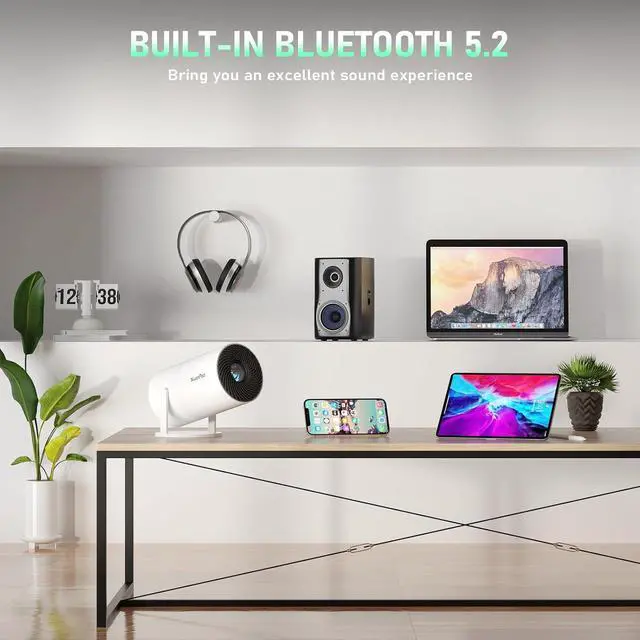 Alt view image 7 of 7 - Mini Projector with Android System, XuanPad Portable Projector with WiFi 6 and Bluetooth, Auto Vertical Correction, FULL HD 1080P, 180°Rotatable Outdoor Movie Projector for Phone