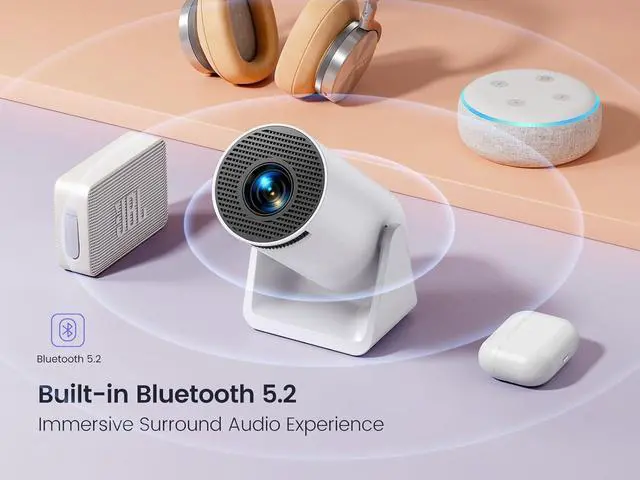 Alt view image 7 of 7 - [270°Adjustable Stand] Mini projector with WiFi and Bluetooth, Outdoor Portable Movie Projector 1080P Support, Auto Keystone Home Projector for Phone/TV Stick/Laptop, WiMiUS Latest S27