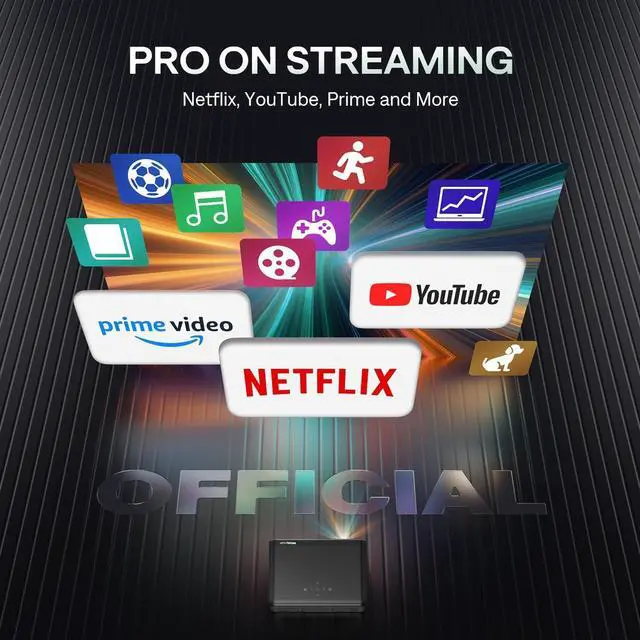Alt view image 3 of 7 - D1 Pro Smart Projector with WiFi and Bluetooth, Netflix Official, 20W Speakers, Dolby Audio & dbx-tv Total Sonics, Auto Focus & Keystone, Native 1080P Portable Outdoor Movie Projector