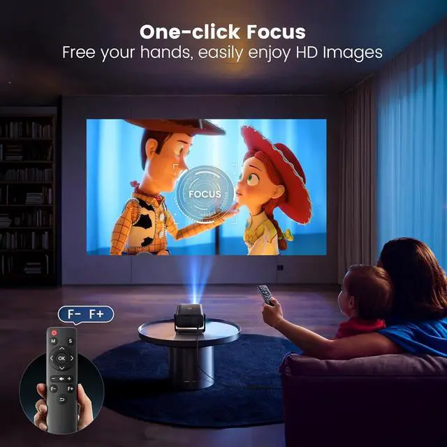 Alt view image 3 of 7 - Mini Projector with WiFi Bluetooth, PUTRIMS Portable 1080P Support Movie Projector 145° Rotatable 50% Zoom Fully Sealed Small Projector for Phone TV Stick HDMI USB