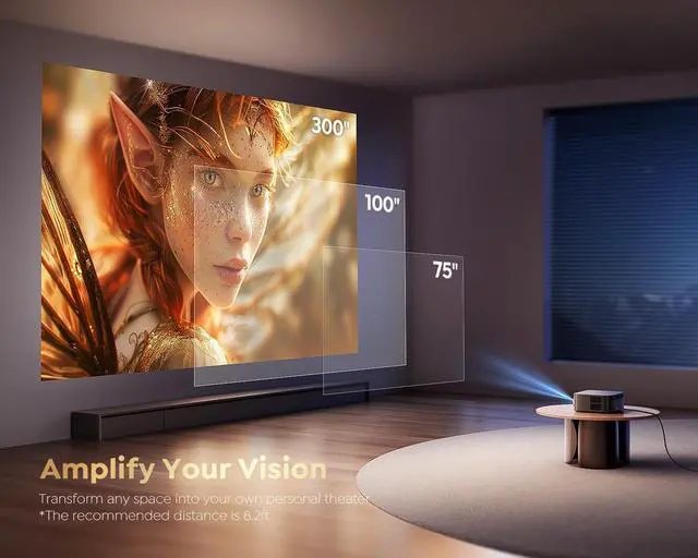 Alt view image 7 of 7 - Smart Projector with WiFi 6 and Bluetooth, Netflix-Licensed 4K Support, Outdoor Movie Proyector, 1080P Home Ceiling Auto Focus Projector, Tech Gift for Holidays, PUTRIMS K12 Gray