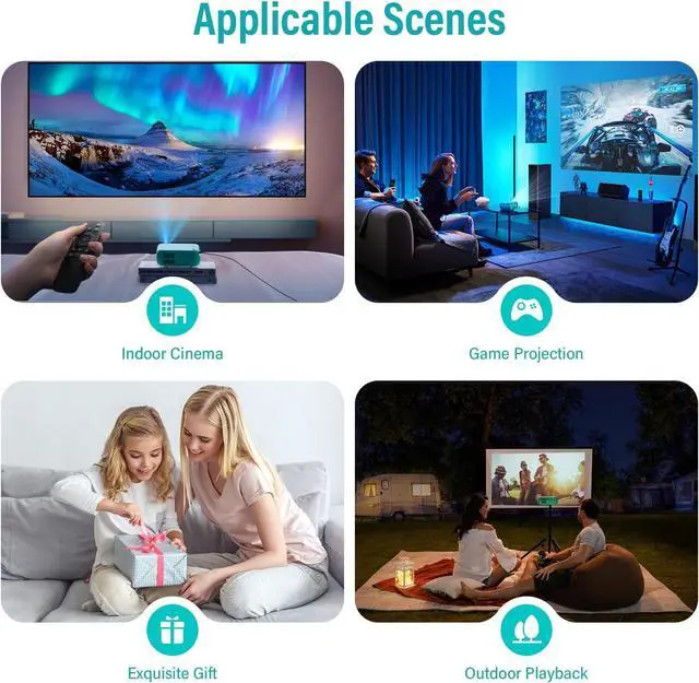 Alt view image 5 of 7 - Mini Projector ksbaby Home Theater Portable Projector WIFI Support 1080P , Phone Can Connect to Movie Projector Wirelessly, Compatible with Smartphone/ Tablet/ Laptop/ TV Stick/ USB Drive