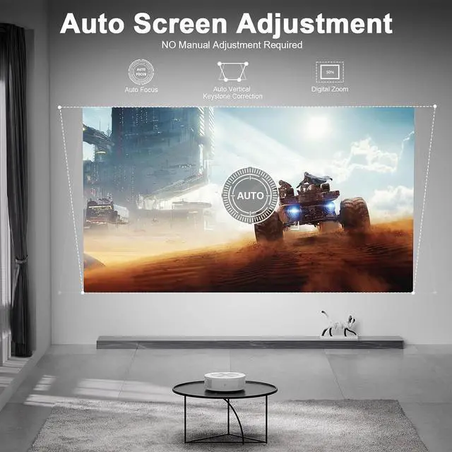 Alt view image 2 of 7 - Projector with WiFi 6 and Bluetooth, ±50° Auto Vertical Correction Smart Portable Projector with Tripod, 1080P Full HD, Home Theater Movie Projector for Bedroom/iOS/Android(white)