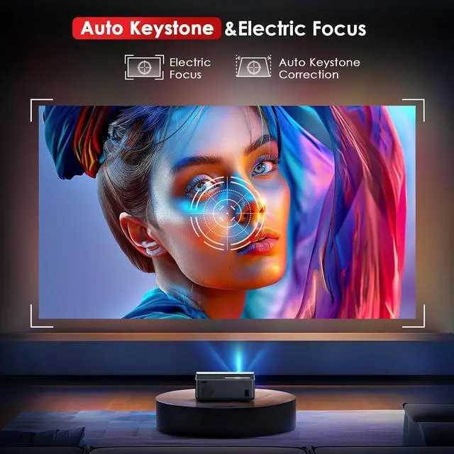 Alt view image 2 of 7 - Projector with Wifi and Bluetooth, 22000L Auto Keystone Outdoor Projector 4K Support, JOWLURK Native 1080p Movie Projector for iOS/Android/TV Stick/HDMI/USB/Laptop/PS5