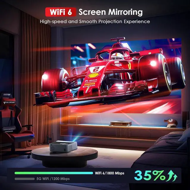 Alt view image 3 of 7 - Projector with Wifi and Bluetooth, 22000L Auto Keystone Outdoor Projector 4K Support, JOWLURK Native 1080p Movie Projector for iOS/Android/TV Stick/HDMI/USB/Laptop/PS5