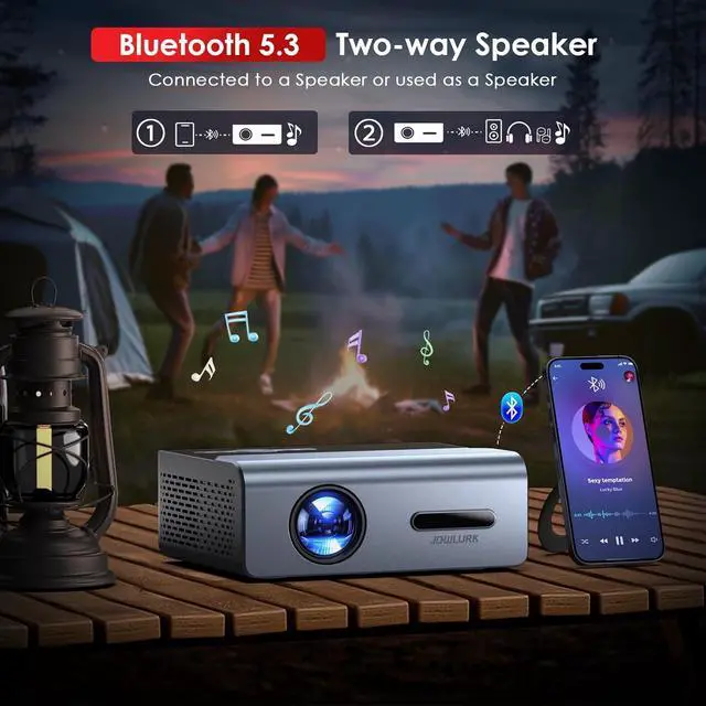 Alt view image 4 of 7 - Projector with Wifi and Bluetooth, 22000L Auto Keystone Outdoor Projector 4K Support, JOWLURK Native 1080p Movie Projector for iOS/Android/TV Stick/HDMI/USB/Laptop/PS5