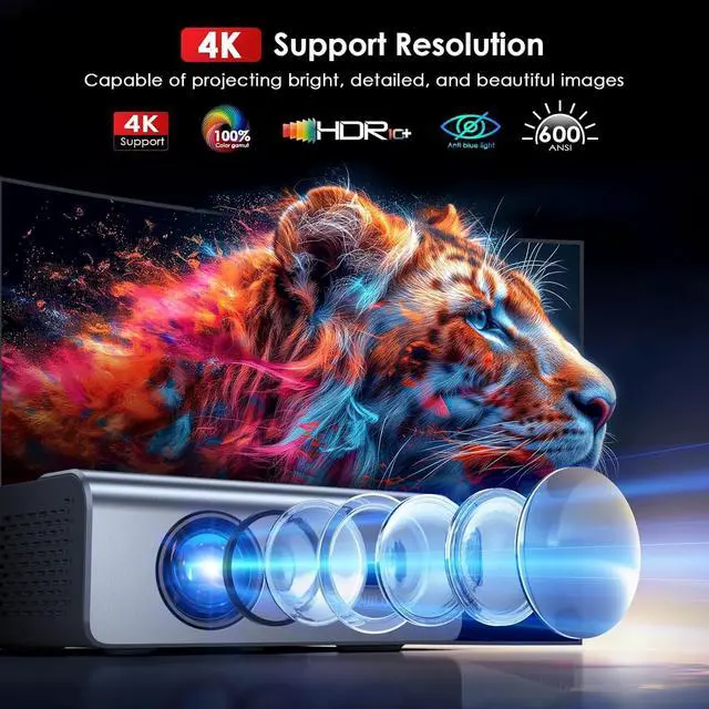 Alt view image 5 of 7 - Projector with Wifi and Bluetooth, 22000L Auto Keystone Outdoor Projector 4K Support, JOWLURK Native 1080p Movie Projector for iOS/Android/TV Stick/HDMI/USB/Laptop/PS5