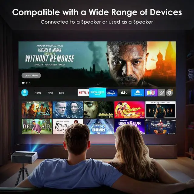 Alt view image 6 of 7 - Projector with Wifi and Bluetooth, 22000L Auto Keystone Outdoor Projector 4K Support, JOWLURK Native 1080p Movie Projector for iOS/Android/TV Stick/HDMI/USB/Laptop/PS5