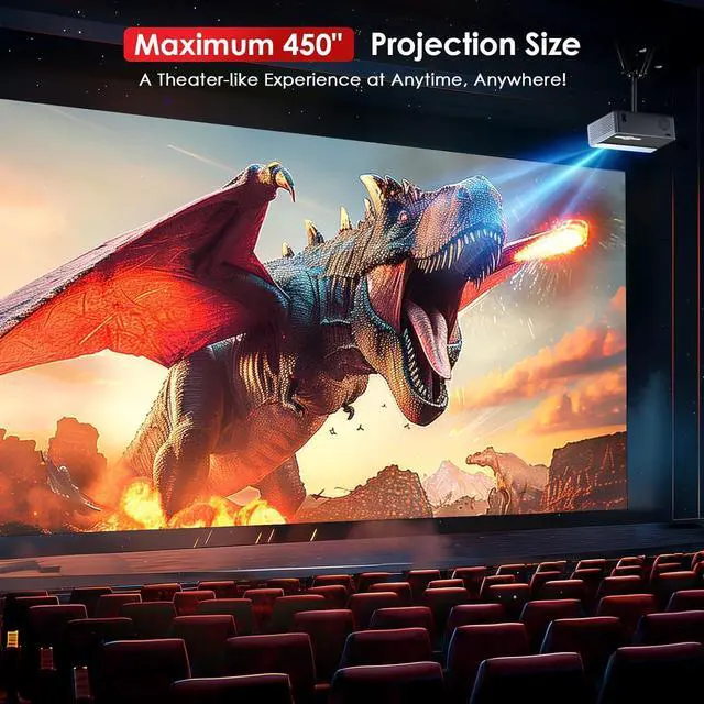 Alt view image 7 of 7 - Projector with Wifi and Bluetooth, 22000L Auto Keystone Outdoor Projector 4K Support, JOWLURK Native 1080p Movie Projector for iOS/Android/TV Stick/HDMI/USB/Laptop/PS5