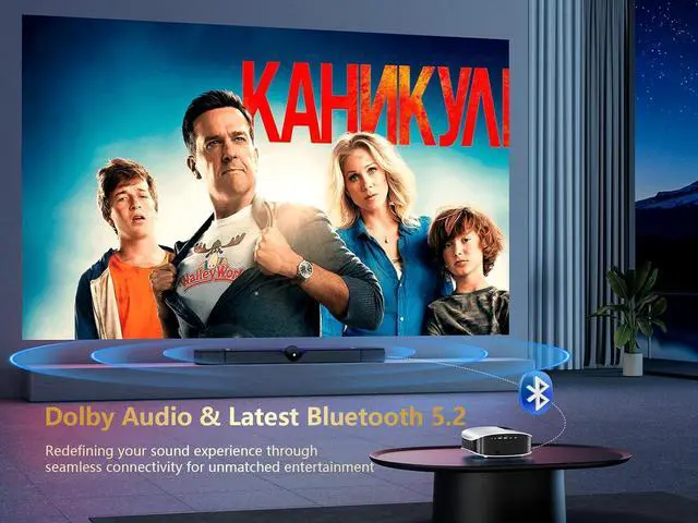 Alt view image 6 of 7 - Smart 4K Projector with 5G WIFI and Bluetooth, Netflix/Amazn Prime Video Certified, Dolby Audio, 800ANSI Outdoor Projector, 400" Zoom Home Theater Projector Compatible with TV Stick,iOS,Android