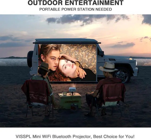 Alt view image 7 of 7 - Mini Projector with WiFi and Bluetooth, VISSPL Full HD 1080P Projector, Portable Outdoor Projector with Tripod,Home Theater Movie Phone Projector Compatible with Android/iOS/Windows/TV Stick/HDMI/USB