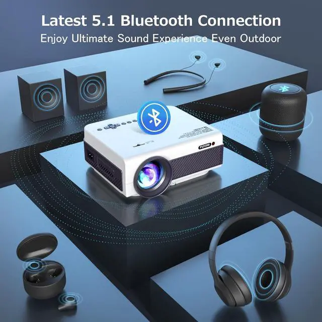 Alt view image 3 of 7 - Projector with WiFi and Bluetooth, FUDONI 5G WiFi Native 1080P Outdoor Projector 15000L Support 4K, Portable Movie Projector with Screen and Max 300", for iOS/Android/Laptop/TV Stick/HDMI/USB/VGA/TF