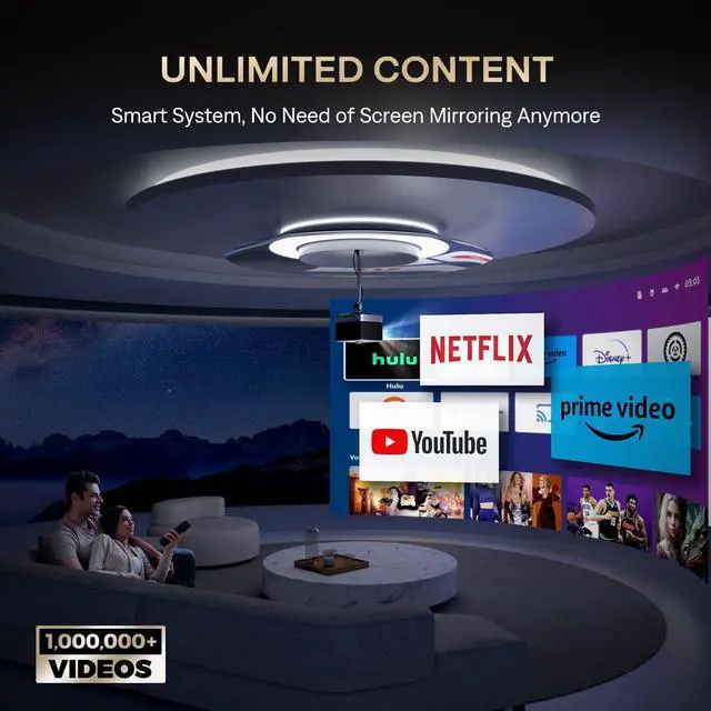 Alt view image 4 of 7 - 3-in-1 Projector 4K Supported, AURZEN BOOM 3 Smart Projector with WiFi and Bluetooth, 3D DoIby Audio & 36W Speakers, Auto Focus & Keystone, Netflix Official 500 ANSI Home Outdoor proyector, Black