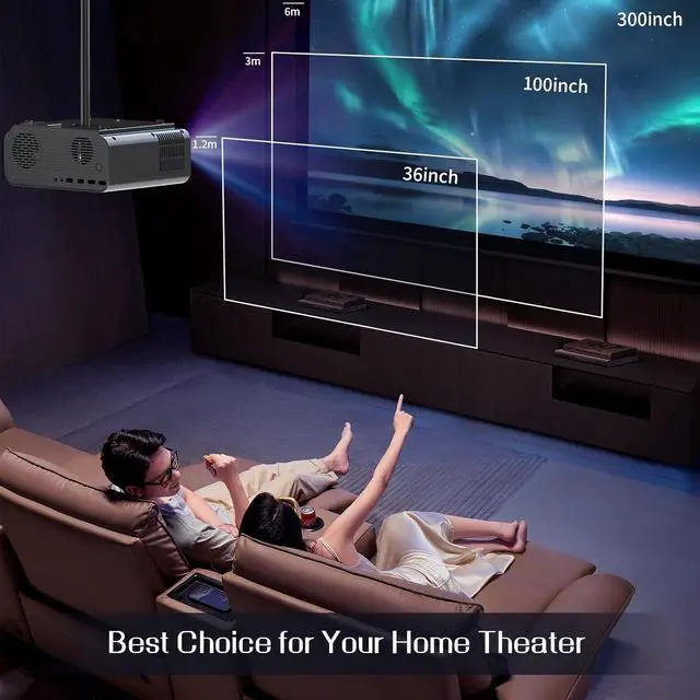 Alt view image 4 of 7 - Projector with WiFi and Bluetooth, Native 1080P Electric Focus Portable Outdoor Movie Projector with Screen for Home Theater, Compatible with HDMI/USB/PC/TV Stick/iOS and Android Phone