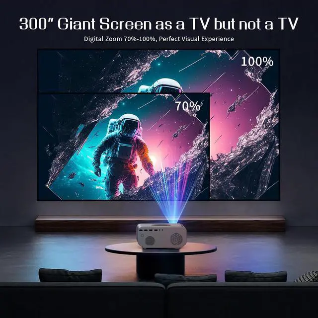 Alt view image 7 of 7 - Projector with WiFi and Bluetooth, Native 1080P Electric Focus Portable Outdoor Movie Projector with Screen for Home Theater, Compatible with HDMI/USB/PC/TV Stick/iOS and Android Phone