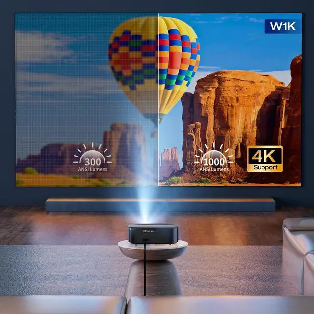 Alt view image 3 of 7 - 4K Projector with Wifi and Bluetooth, ELEPHAS Outdoor Movie Projector with NETFLIX/Prime Video/YouTube Built-in, 100,000+ Apps Supported, Video Projector Compatible with HDMI/USB/iOS/Android/Windows
