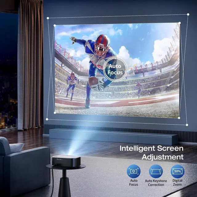Alt view image 5 of 7 - 4K Projector with Wifi and Bluetooth, ELEPHAS Outdoor Movie Projector with NETFLIX/Prime Video/YouTube Built-in, 100,000+ Apps Supported, Video Projector Compatible with HDMI/USB/iOS/Android/Windows