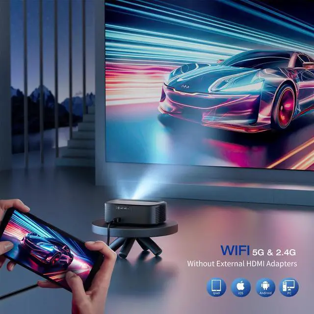 Alt view image 6 of 7 - 4K Projector with Wifi and Bluetooth, ELEPHAS Outdoor Movie Projector with NETFLIX/Prime Video/YouTube Built-in, 100,000+ Apps Supported, Video Projector Compatible with HDMI/USB/iOS/Android/Windows