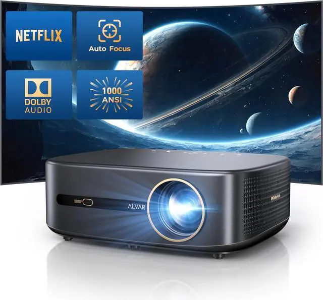 Main image of 4K Projector with WiFi 6 and Bluetooth, NetfIix Certified & DoIby Audio, Auto Focus and Auto Keystone Native 1080P Smart Projector with HDR10+, 30W Speakers, Black