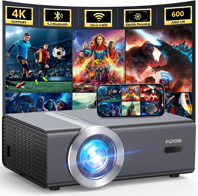 Videoprojecteur WiFi Bluetooth 1080P 20000 L - Portable, Compact, Pour Maison Et Extérieur