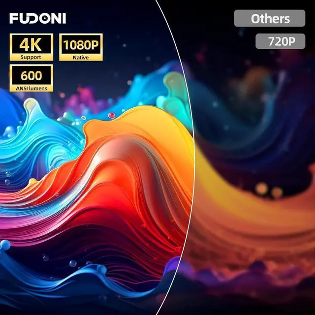 Alt view image 2 of 7 - [Electric Focus/Auto Keystone] Projector with WiFi and Bluetooth, Native 1080P 20000L 4K Supported, FUDONI Outdoor Movie Projector for Home Theater UP to 300",for HDMI/USB/iOS/Android/TV Stick/Laptop