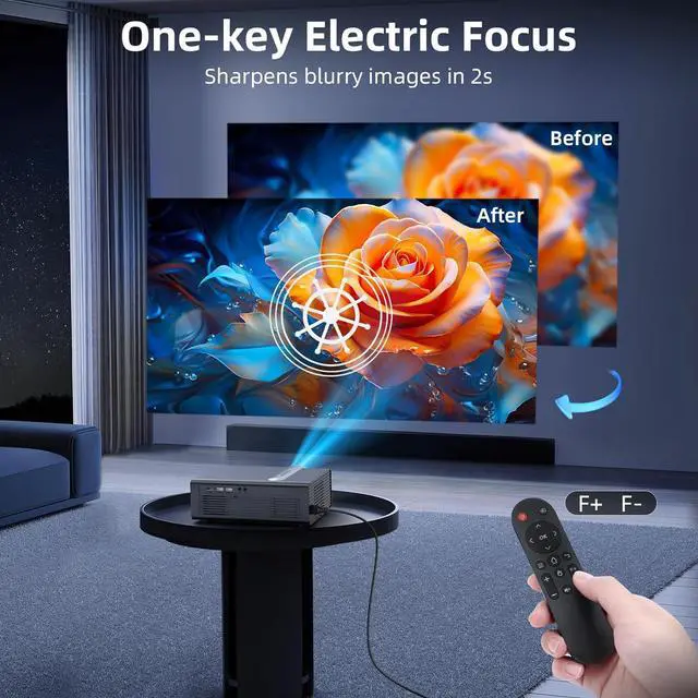 Alt view image 3 of 7 - [Electric Focus/Auto Keystone] Projector with WiFi and Bluetooth, Native 1080P 20000L 4K Supported, FUDONI Outdoor Movie Projector for Home Theater UP to 300",for HDMI/USB/iOS/Android/TV Stick/Laptop
