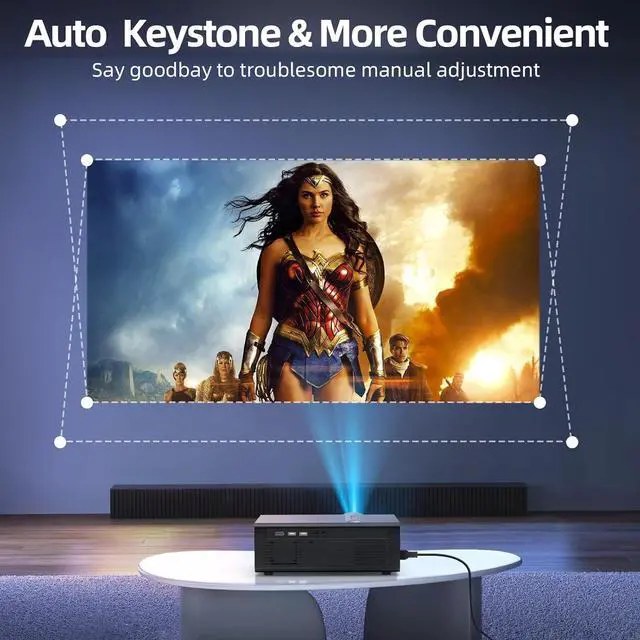 Alt view image 4 of 7 - [Electric Focus/Auto Keystone] Projector with WiFi and Bluetooth, Native 1080P 20000L 4K Supported, FUDONI Outdoor Movie Projector for Home Theater UP to 300",for HDMI/USB/iOS/Android/TV Stick/Laptop