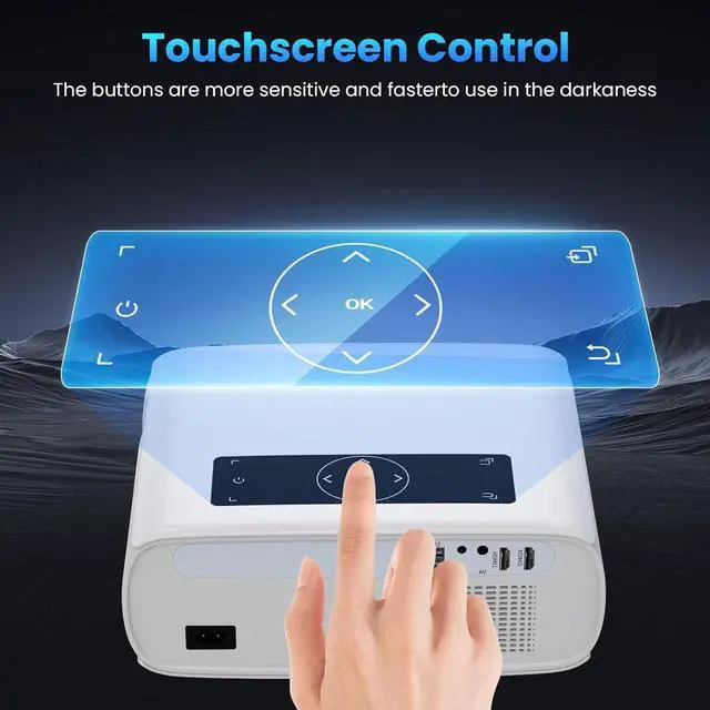 Alt view image 6 of 7 - Projector, 15000lux 490ANSI Native 1080P WiFi Bluetooth Projector, 300'' Video Projector, Supports 4K & Zoom, 5G Sync, Compatible with HDMI USB/ AV/ Smartphone/ Pad/ Laptop/ DVD/ TV Stick/ PS5