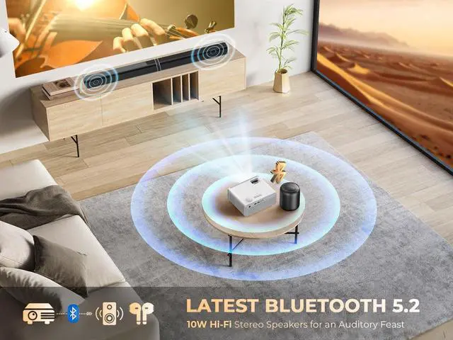 Alt view image 7 of 7 - Mini Projector with WiFi and Bluetooth, 450ANSI 1080P FHD Home Movie Projector, Portable Outdoor Projector with 250" Display+Zoom, Compatible w/Phone/Laptop/DVD/TV Stick-Indoor&Outdoor