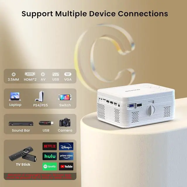 Alt view image 5 of 7 - HD 9000L Bluetooth Projector Built in DVD Player, Mini Projector 1080P and 250Supported with Tripod/ Carry Bag, Projector Compatible w/ TV Stick, PS5, Laptop, Portable Outdoor Movie Projector