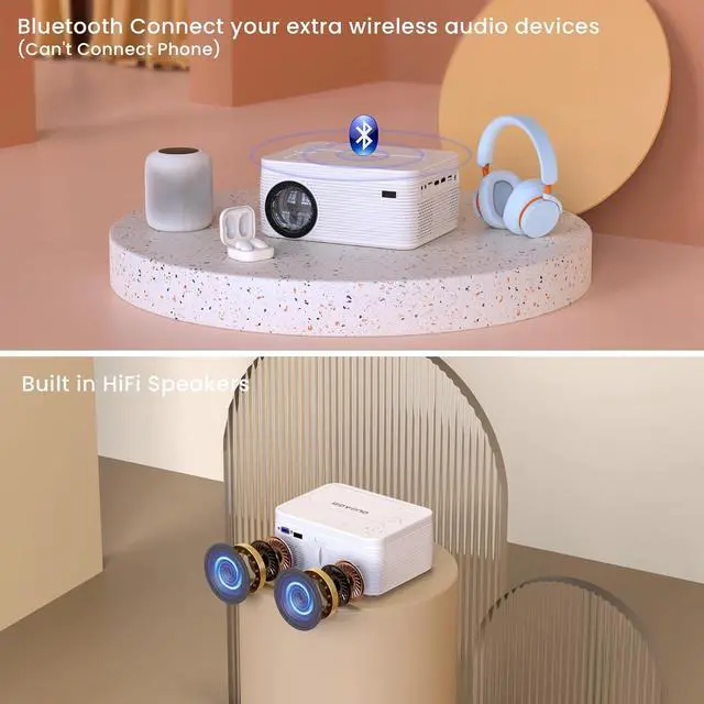 Alt view image 6 of 7 - HD 9000L Bluetooth Projector Built in DVD Player, Mini Projector 1080P and 250Supported with Tripod/ Carry Bag, Projector Compatible w/ TV Stick, PS5, Laptop, Portable Outdoor Movie Projector