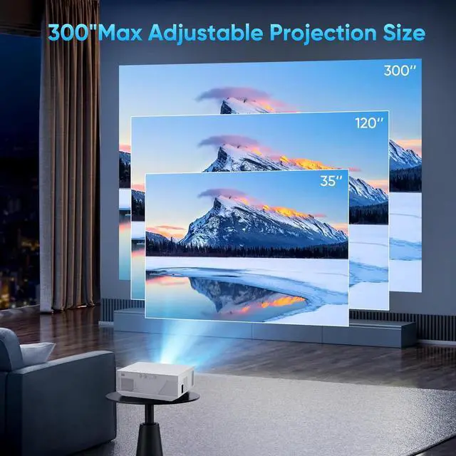 Alt view image 5 of 6 - Projector with WiFi and Bluetooth, 16000Lumens Portable Mini Projector,Native Full HD 1080P Outdoor Movie Projector,Smart Projector Compatible with Android/iOS/Windows/TV Stick/HDMI/USB