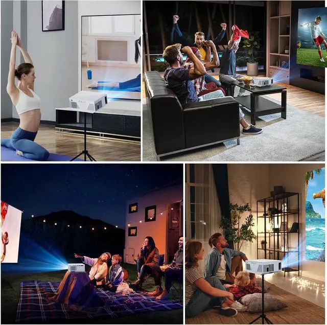 Alt view image 6 of 6 - Projector with WiFi and Bluetooth, 16000Lumens Portable Mini Projector,Native Full HD 1080P Outdoor Movie Projector,Smart Projector Compatible with Android/iOS/Windows/TV Stick/HDMI/USB