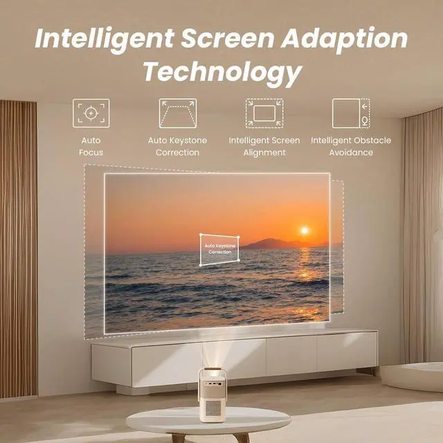 Alt view image 5 of 7 - T2 Outdoor Projector with WiFi 6 and Bluetooth, Native 1080P Smart Movie Portable Projector for Inside and Outside, Compatible with TV Dongle (Not included)
