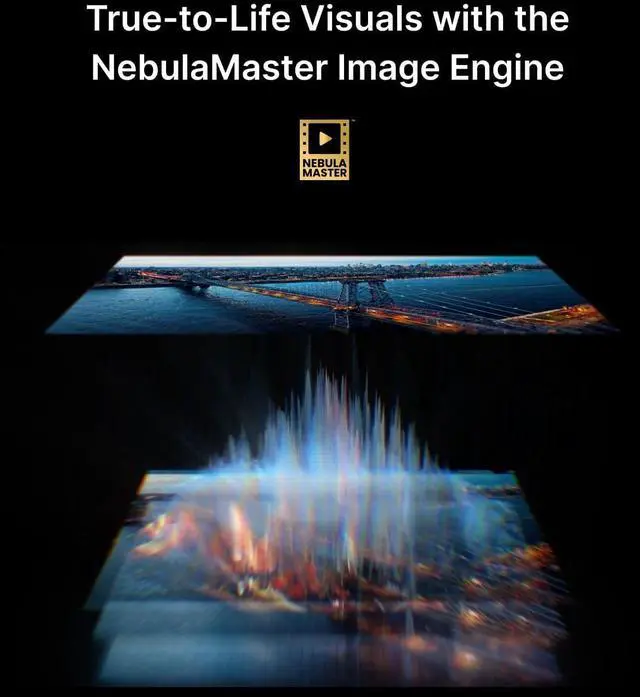 Alt view image 3 of 7 - Cosmos 4K SE Smart Projector, 4K High-Brightness Projector with Dolby Vision, 200" Huge Screen, 1,800 ANSI Lumens Brightness, HybridBeam, Enhanced Image Quality, Google TV, Portable with Handle
