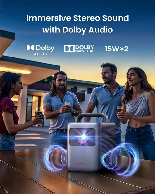 Alt view image 7 of 7 - Cosmos 4K SE Smart Projector, 4K High-Brightness Projector with Dolby Vision, 200" Huge Screen, 1,800 ANSI Lumens Brightness, HybridBeam, Enhanced Image Quality, Google TV, Portable with Handle
