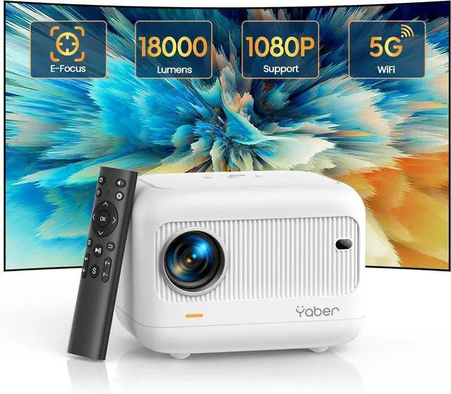 Main image of [Electric Focus]Mini Projector with 5G WiFi and Bluetooth 5.2,YABER 18000 Lumen 1080P Outdoor Projector Support ±40° Keystone Correction,Portable Projector for Phone/ TV Stick/Laptop/PS5