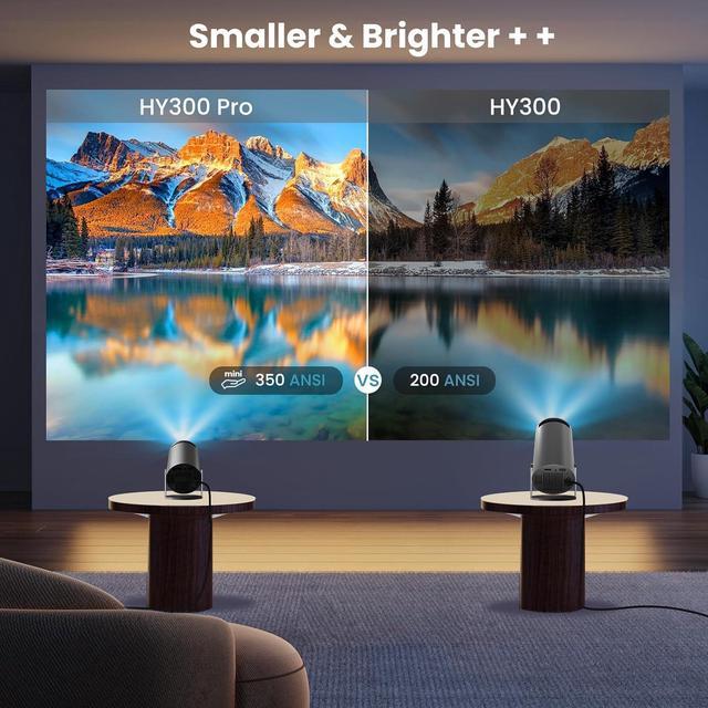 Alt view image 2 of 7 - Mini Projector with WiFi and Bluetooth, Auto Keystone Ceiling Projector,2024 Upgraded 350ANSI, Smart Projector with Android11.0, Short Throw Outdoor Portable Movie Projector, HY300Pro