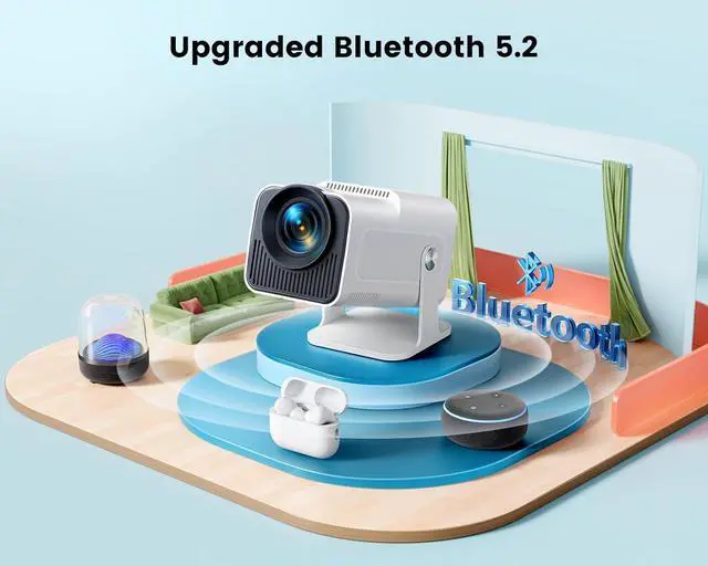 Alt view image 5 of 7 - 270°Adjustable StandMini Projector 4K with WiFi 6 and Bluetooth,TOPTRO Native HD 1080P Outdoor Portable Projector,Auto Keystone Home Theater Movie Projector for iOS/HDMI/TV Stick/PS5