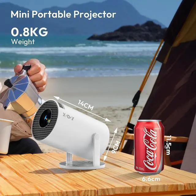 Alt view image 2 of 7 - Smart Mini Projector WiFi6 Bluetooth 5.0 XGODY Gimbal 3 Protable Projector 12000L Support 4K with Android TV 11.0, Auto Keystone Correction Video Projector, 180°Rotatable Stand for Home Movie
