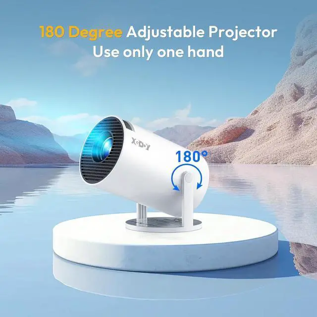 Alt view image 6 of 7 - Smart Mini Projector WiFi6 Bluetooth 5.0 XGODY Gimbal 3 Protable Projector 12000L Support 4K with Android TV 11.0, Auto Keystone Correction Video Projector, 180°Rotatable Stand for Home Movie