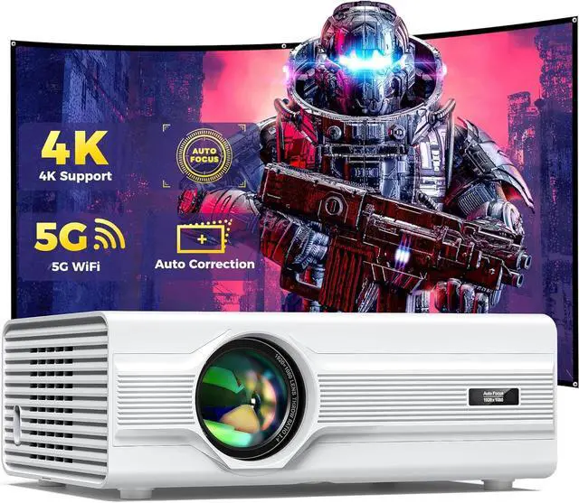 Main image of Projector with WiFi 6 and Bluetooth 5.2, 600 ANSI Native 1080P 4K Supported, Agreago Outdoor Projector with Screen, Movie Projector Compatible with HDMI/USB/TV Stick