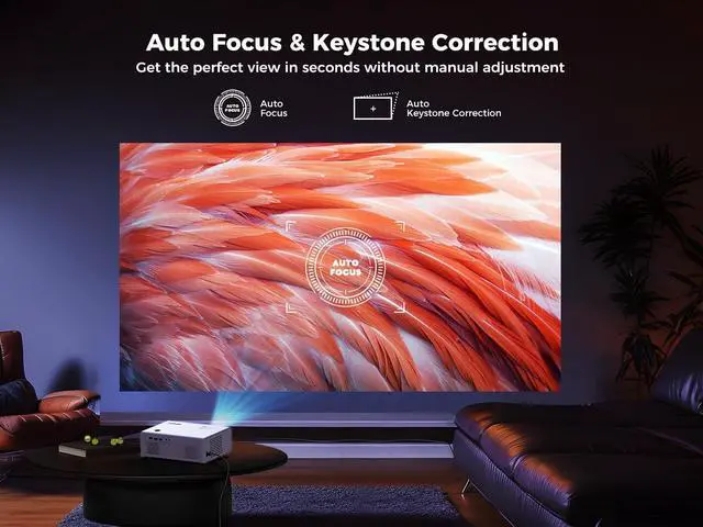 Alt view image 2 of 7 - Projector with WiFi 6 and Bluetooth 5.2, 600 ANSI Native 1080P 4K Supported, Agreago Outdoor Projector with Screen, Movie Projector Compatible with HDMI/USB/TV Stick