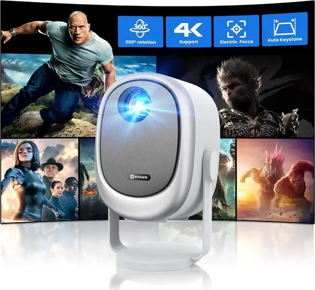 Main image of Mini Portable Projector with WiFi and Bluetooth,360° Rotatable, EXTRAVIS H1 Projector Support 1080P HD Movie Projector 500ANSI, Auto Keystone & Focus, Smart Outdoor Projector, Full-Sealed Engine