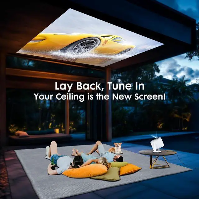 Alt view image 2 of 7 - Mini Portable Projector with WiFi and Bluetooth,360° Rotatable, EXTRAVIS H1 Projector Support 1080P HD Movie Projector 500ANSI, Auto Keystone & Focus, Smart Outdoor Projector, Full-Sealed Engine